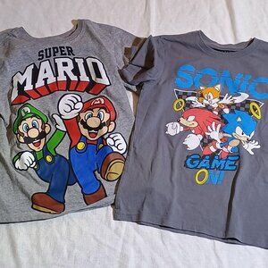 Nintendo Sega Graphic T Shirts Bundle Boys Size 8 Mario Sonic